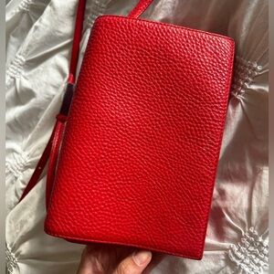 Aritzia Auxiliary red orange leather purse